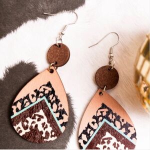 Crystal Avenue Tallulah Teardrop Wood Earrings